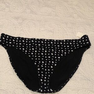 aerie Black Bikini Bottom with scattered White Polka Dots size XXL